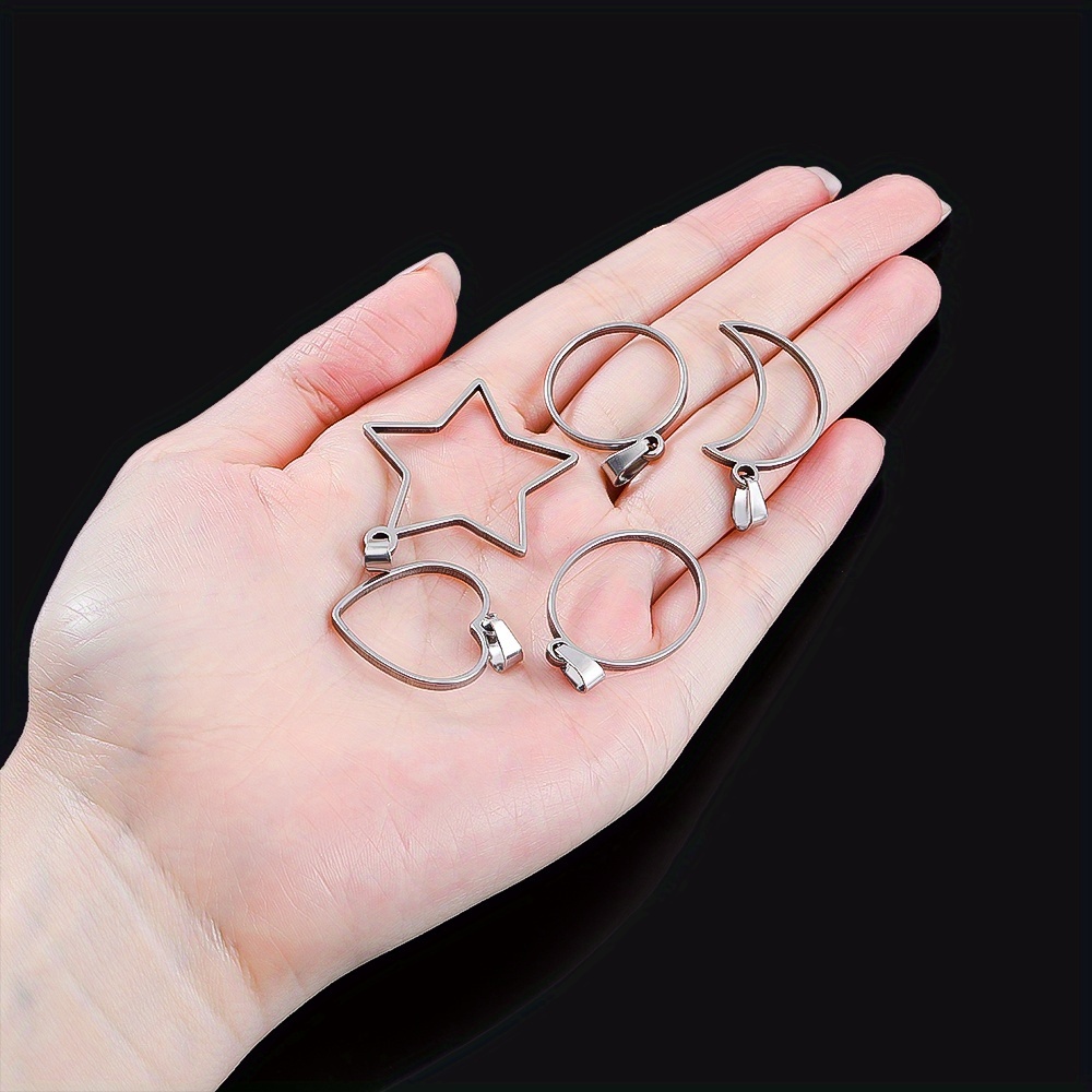 5pcs Hollow Pendant Set for DIY Necklace and Earring Making